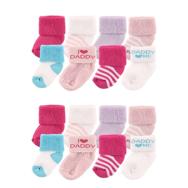 slide 1 of 1, Luvable Friends Baby Cotton Rich Terry Socks 16-Pack, Pink Daddy Pink Daddy - 0-6 Months