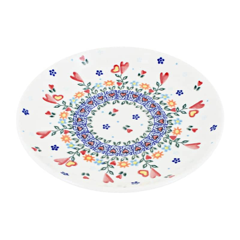 Blue Rose Polish Pottery Vena Dessert Plate - Hearts & Flowers