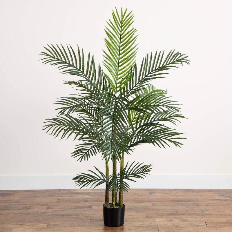 Potted Artificial Areca Palm Tree - 5' - Green