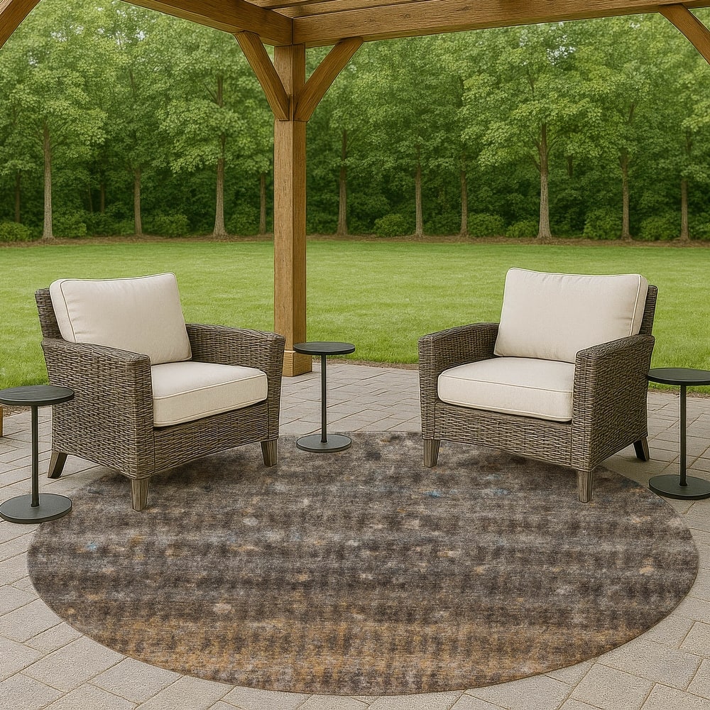Machine Washable Indoor/ Outdoor Abstract Ombre Chantille Rug