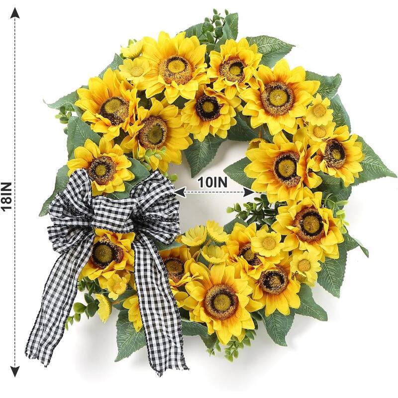 18 inch Spring Summer Sunflowers Wreath, 6 FT Artificial Lemon Garland