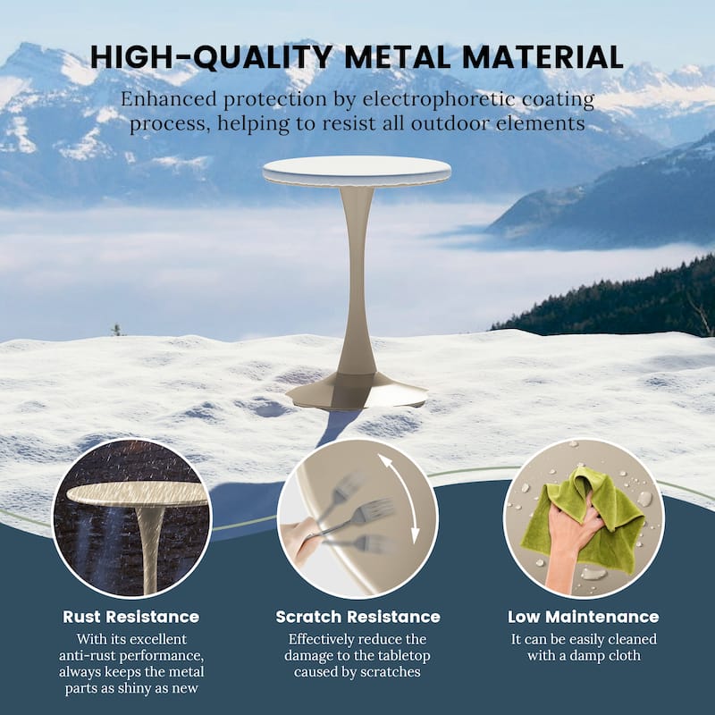 Frond and Form 23.5 Inch Outdoor Steel Dining Table