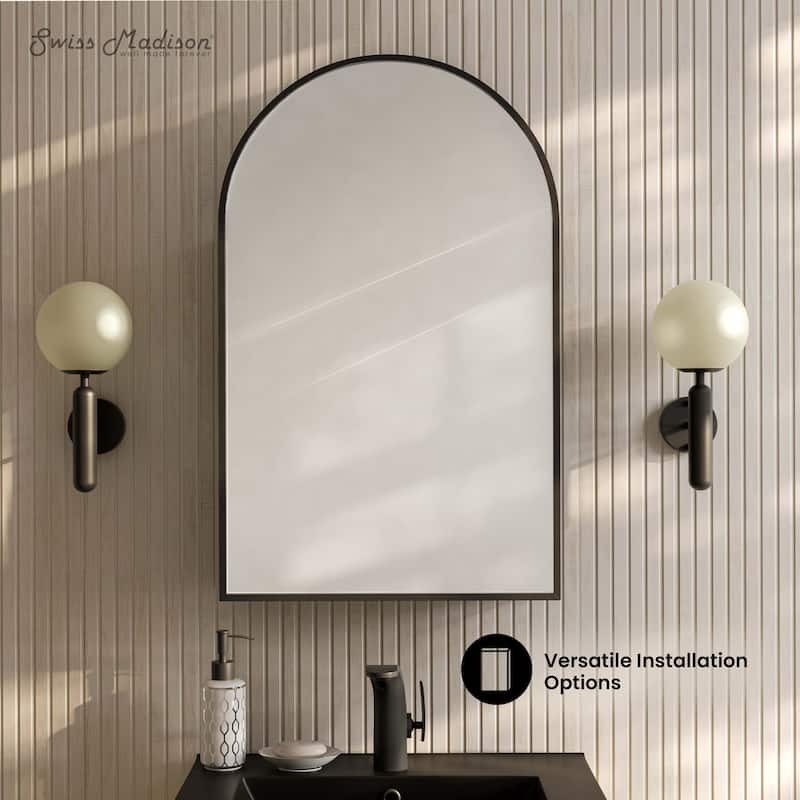 Porte 20 X 30 Arched Recessed/Wall Mount Medicine Cabinet With Mirror In Black - 20 x 30