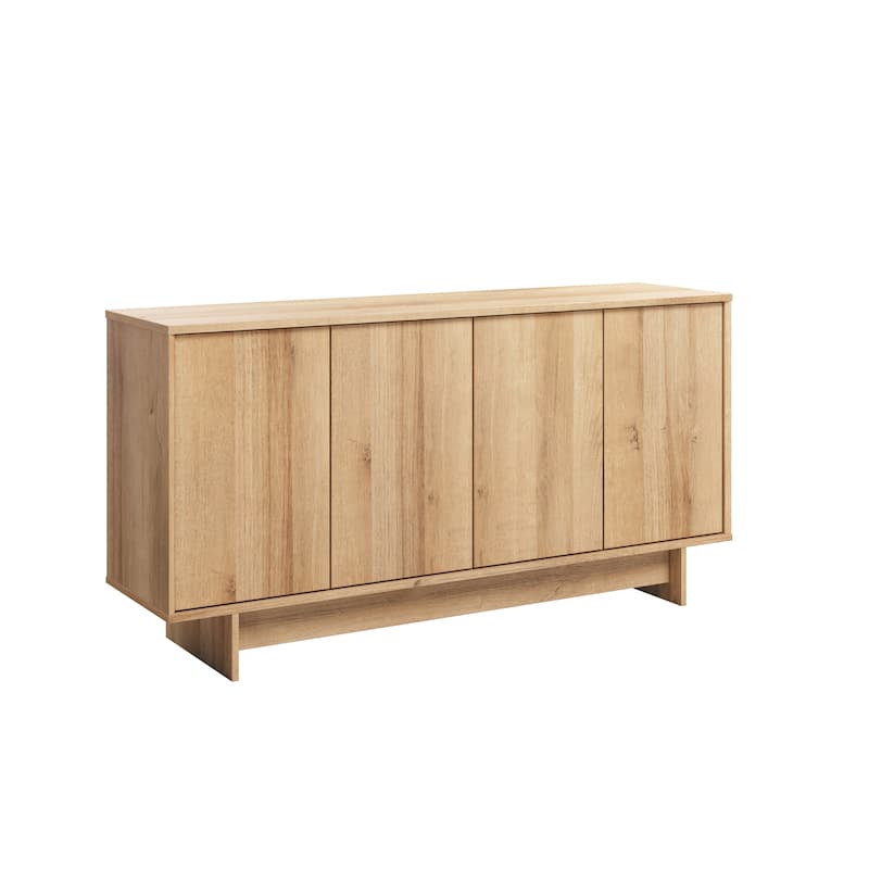 Prepac Finnley Sideboard Cabinet Buffet Cabinet with Storage, Entryway Cabinet with Adjustable Shelves - Natural Oak