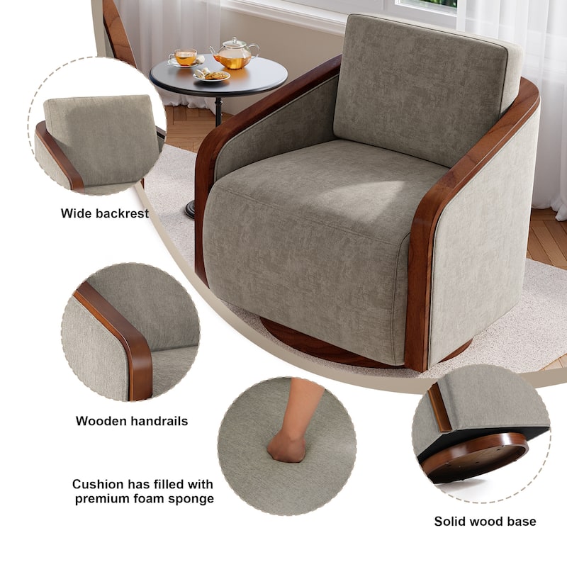 Chenille Modern 360°Swivel Barrel Chair Round Base
