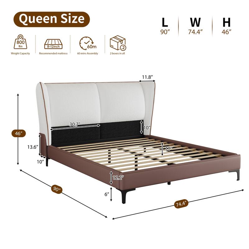 Christopher Knight Home - Nimbus Modern Upholstered Platform Bed with Wingback Headboard