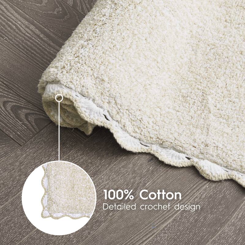 Laura Ashley Heathered Crochet Border Bath Rug