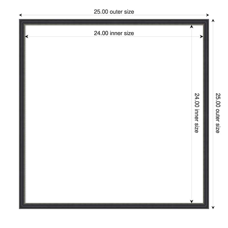 Amanti Art Stylish Black Narrow Framed Dry Erase Magnetic Board - 25 x 25 in