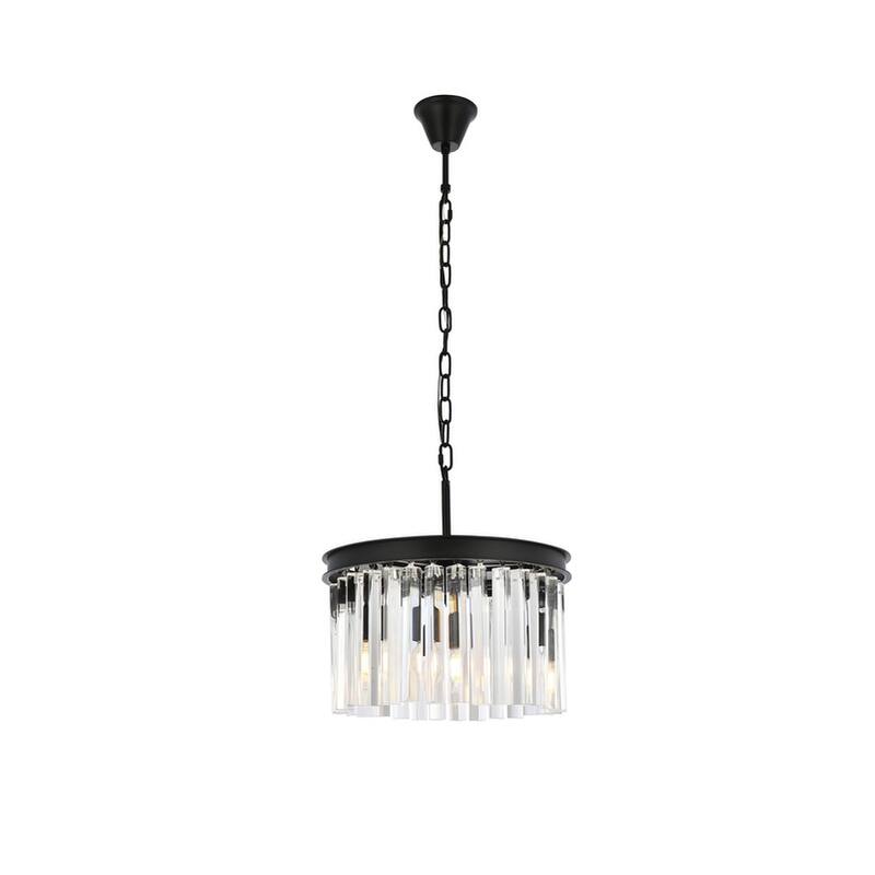 Royce Edge 3-Light Matte Black Pendant - matte black (royal cut clear crystals)