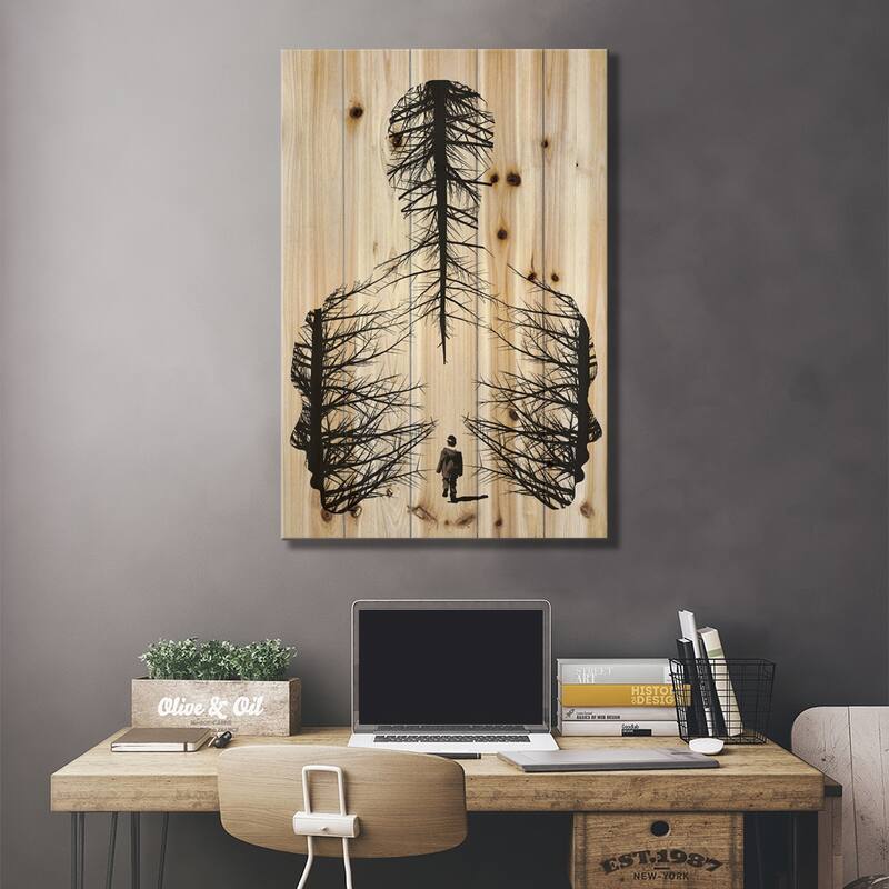 The Walk Print On Wood by Dániel Taylor - Multi-Color