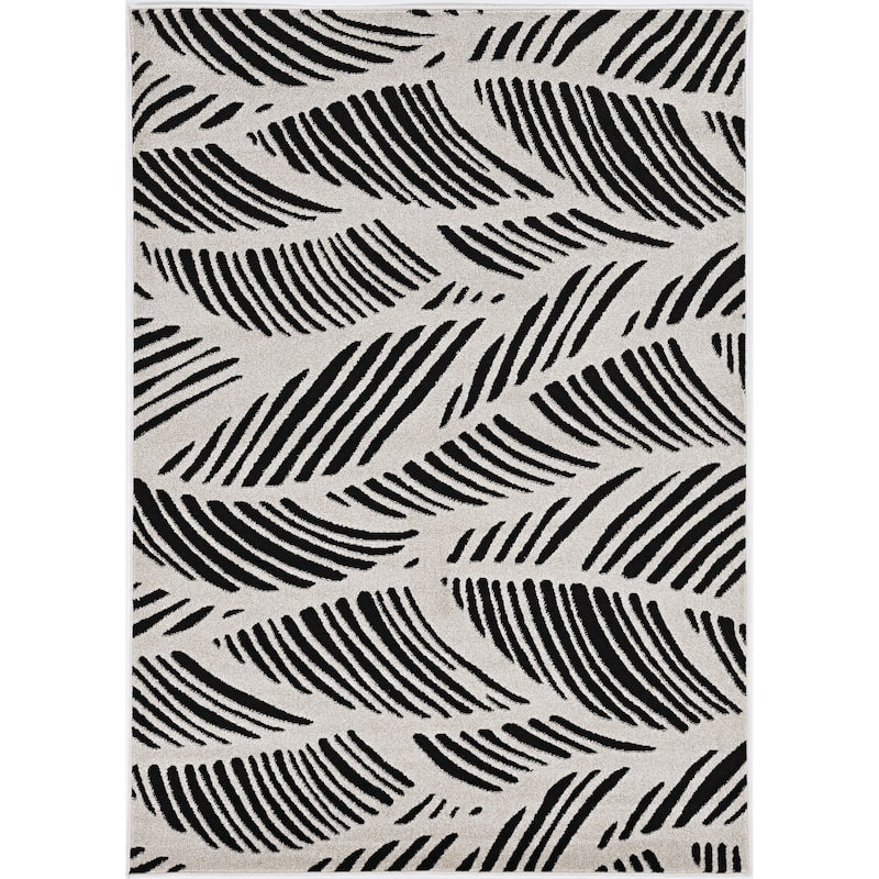 Ophenia Tropical Leaves Indoor/ Outdoor Area Rug by Havenside Home - 23" x 45" - Black/White
