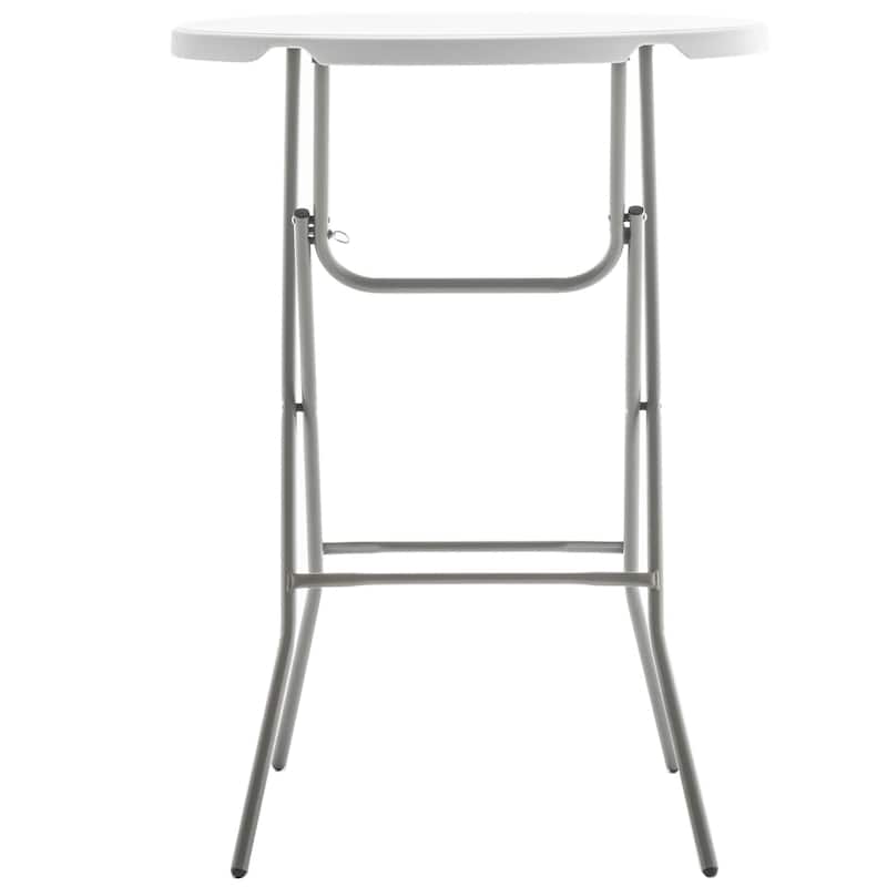 BTExpert 32" Round 43" Bar Height White Granite Plastic Folding Table Dining Table for wedding Party Event Home Kitchen Outdoor