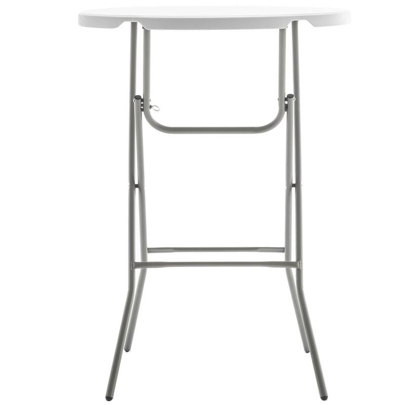 BTExpert 32" Round 43" Bar Height White Granite Plastic Folding TableDining Table for wedding Home Kitchen Outdoor Set of 5
