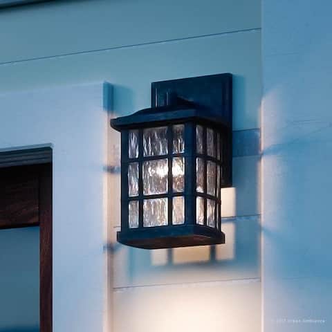 Luxury Craftsman Outdoor Wall Light, 10.5"H x 6.5"W, with Tudor Style, Highly-Detailed Design, Black Silk Finish