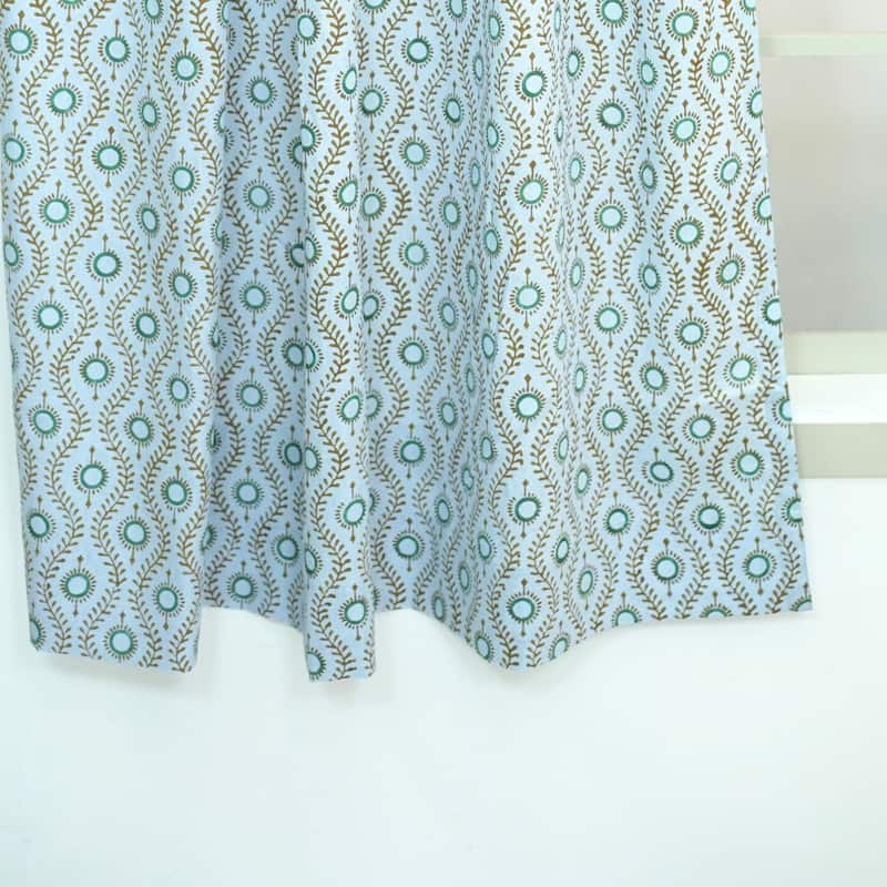 Fabdivine Block Print Curtain or Drape Decorative Home Accent Bed or Living Room