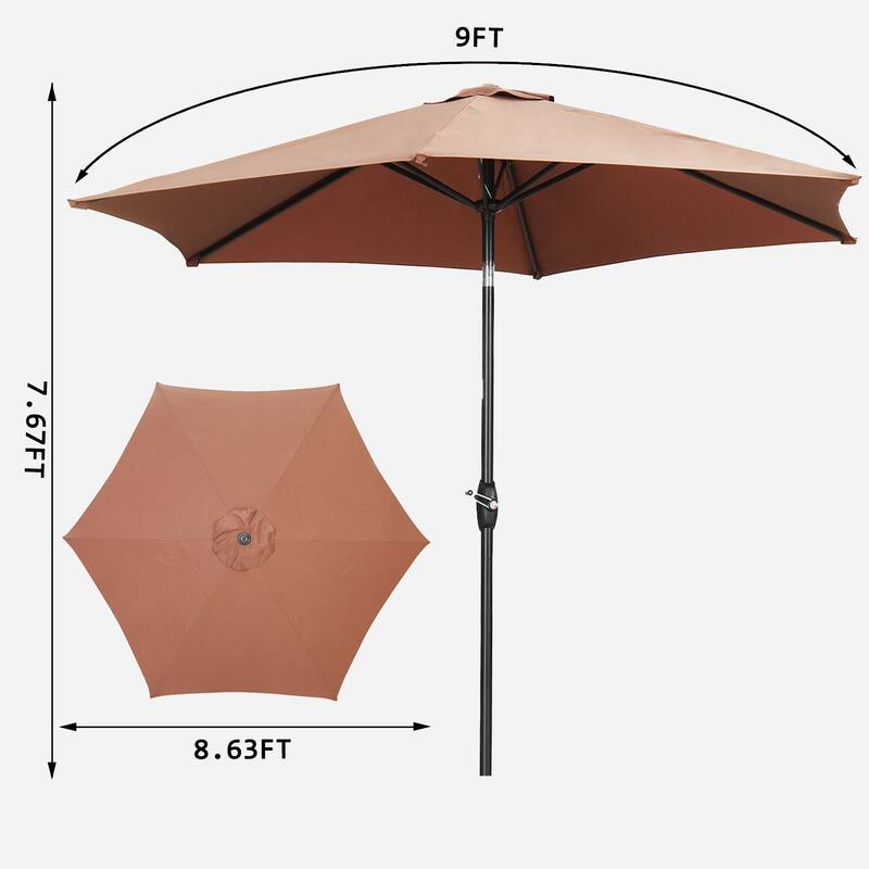 Autlaycil 9ft Patio umbrella Outdoor umbrella With Push-Button Tilt & Crank for Pool, Garden