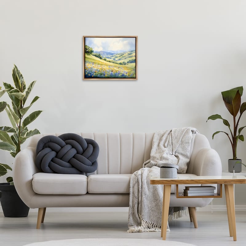Stupell Spring Meadow with Distant Mountain Framed Floater Canvas Wall Art Design By Franklyn Gregory