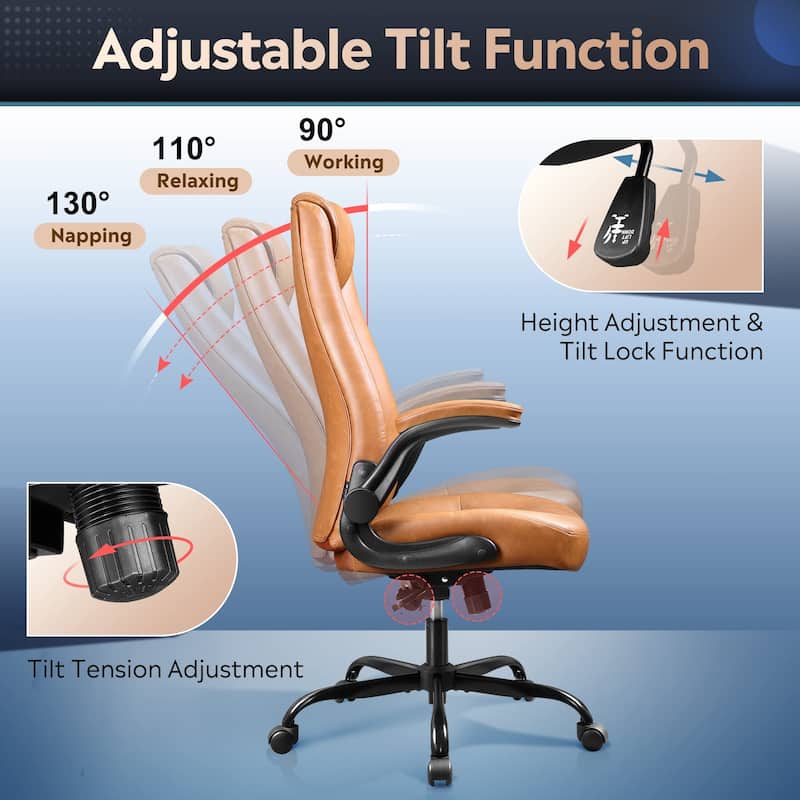 Computer Office Chair, High Back Ergonomic Desk Chair w/Flip-up ...