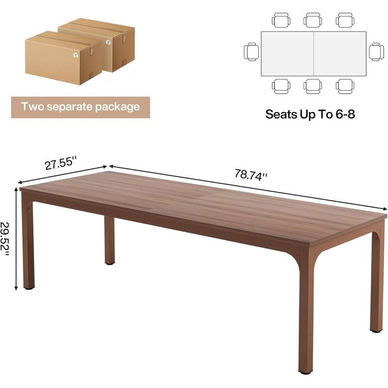 Rectangle 13FT Large Conference Table Set of 2, 78.74-Inch Meeting Seminar Table, Long Business Table