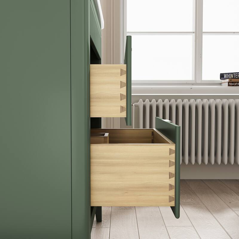 Modland 30" Freestanding Bathroom Vanity with Carrara Marble Top - Soft-Close Drawers,Green / Grey - 30 inch