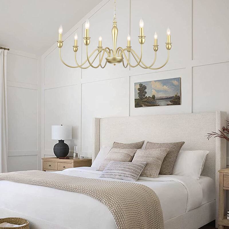 8-Light Candlestick Hanging Linear Island Chandelier Lighting Fixture for Dining Room Kitchen Island