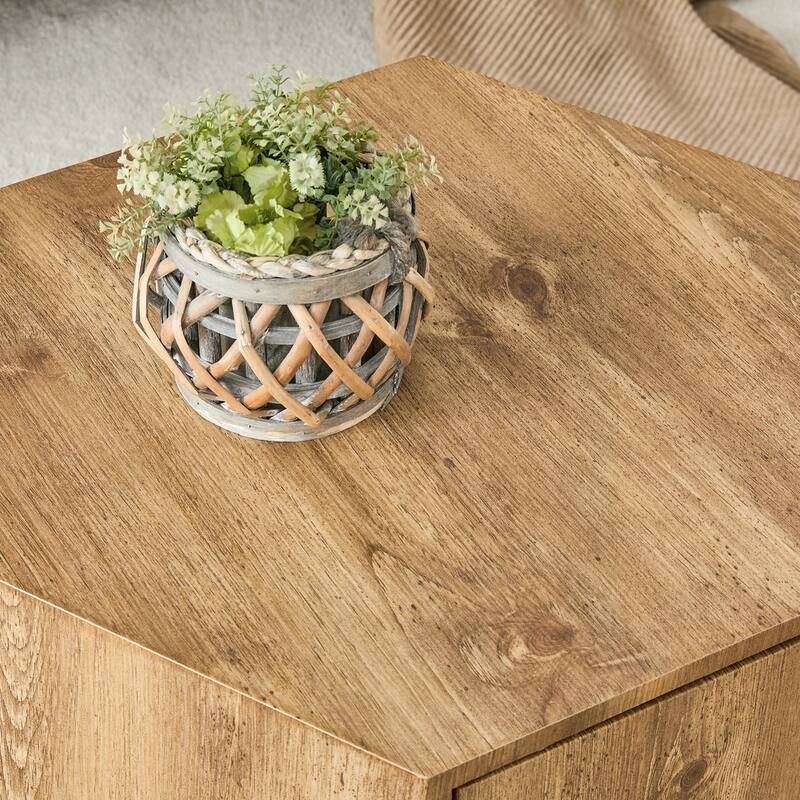 Unique Hexagonal Coffee Table with Practical Drawer and Quality Materials