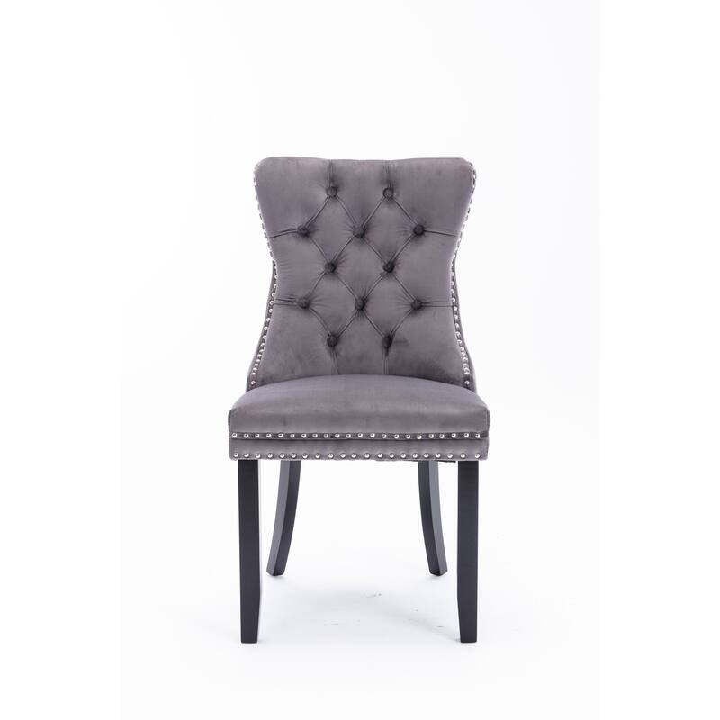 Set of 2 Modern High-End Tufted Solid Wood Upholstered Dining Chair with Nailhead Trim