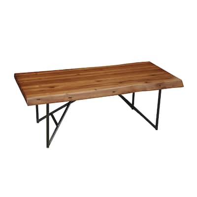 Alpine Furniture Live Edge Coffee/Cocktail Table - Light Walnut - 50"Wx25.5"Dx18"H