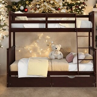 Twin over Full Bunk Bed with Ladders and Two Storage Drawers - Bed Bath ...