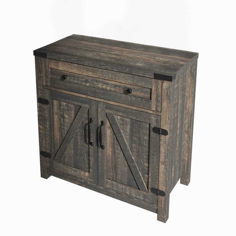 HomeRoots 32" Light Brown Wood Accent Cabinet With Two Doors And One Drawer
