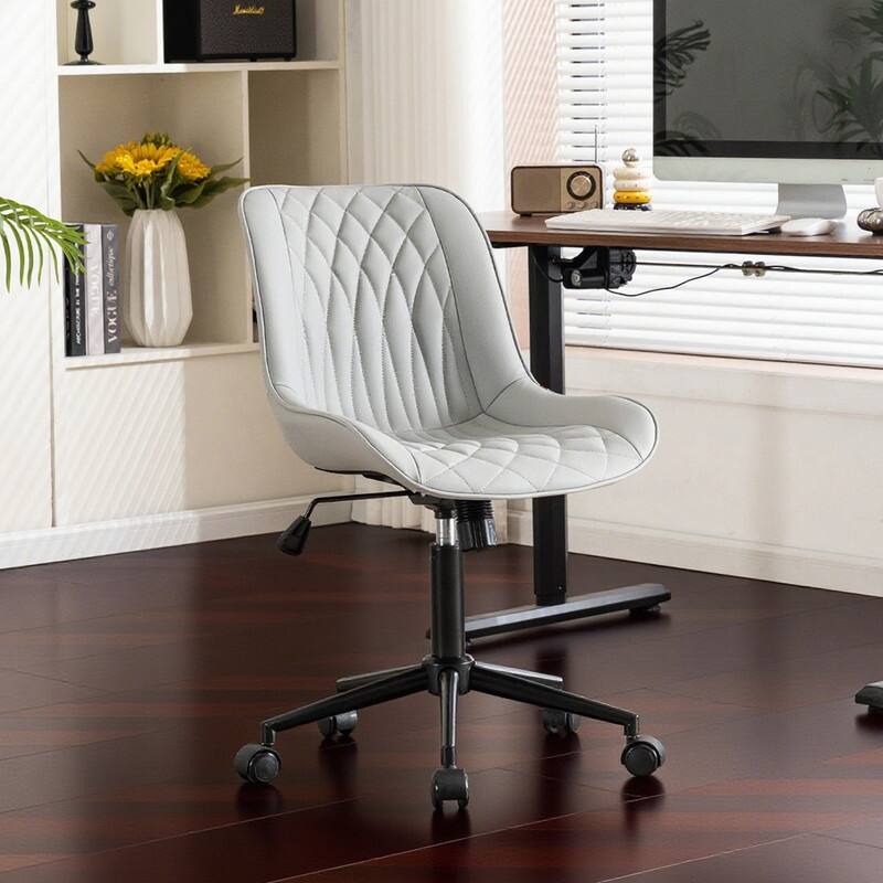 Modern Office Chair, Leather Swivel Office Chair for Home Office