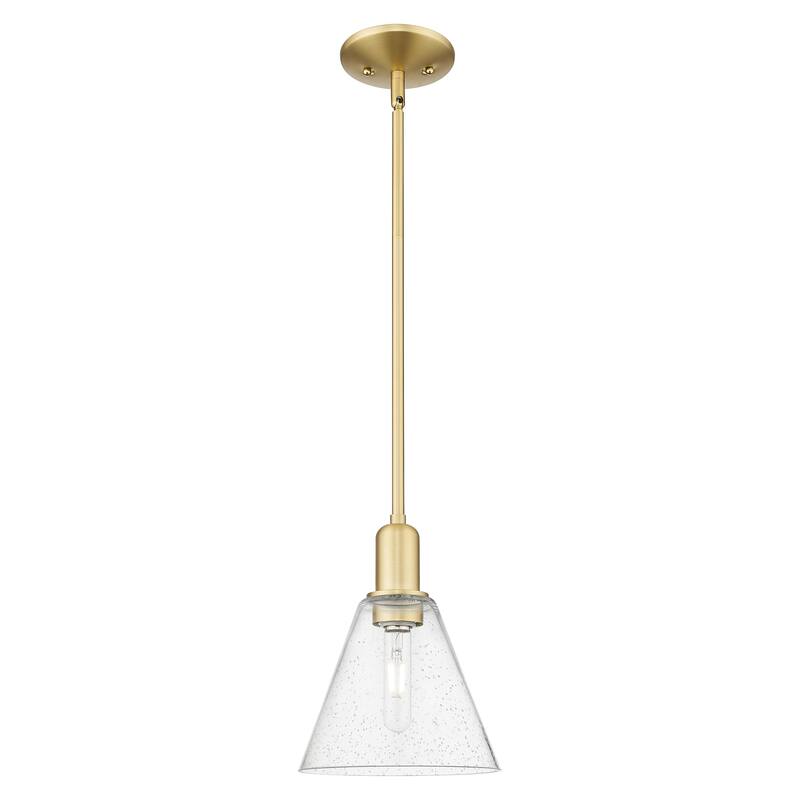 Innovations Lighting Endless Possibilities Arcadia - Berkshire Glass - 1 Light 8" Stem Hung Mini Pendant - Satin Gold/Seedy