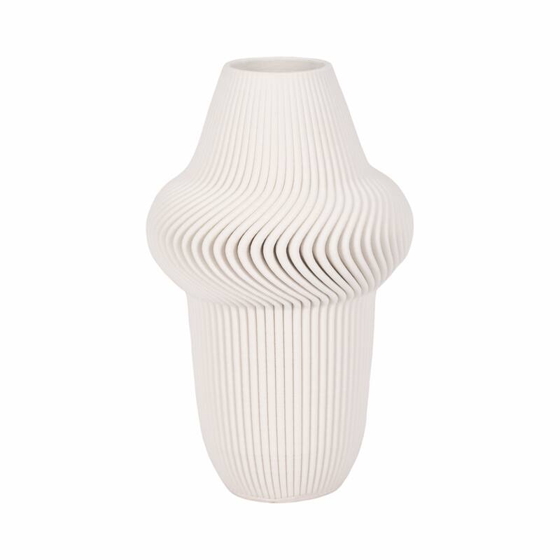 Porcelain Ribbed 3D Printed Vase - Ivory/Beige