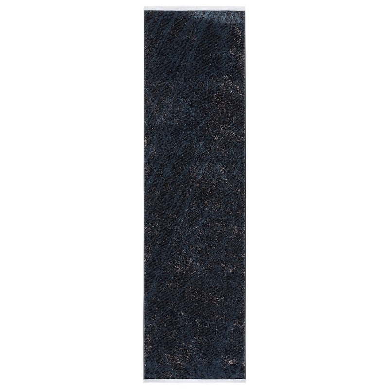 SAFAVIEH Mila Clydie Modern & Contemporary Rug - 2'2" x 8' Runner - Dark Blue/Black