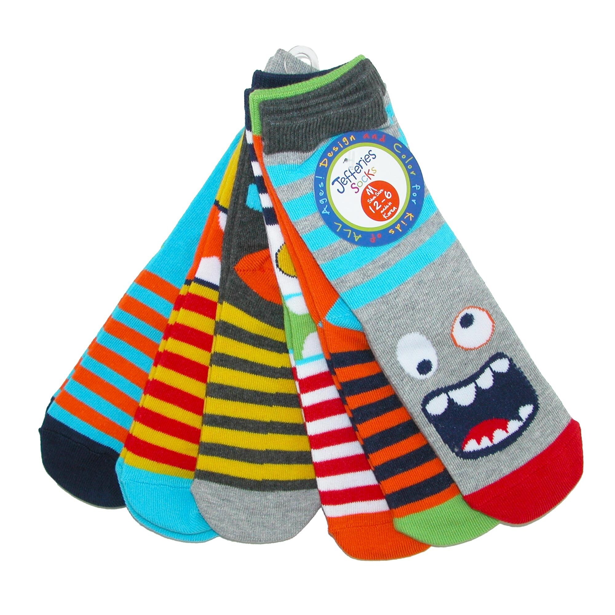 Jefferies Socks Boys Little Fun Colorful Dress Crew Socks 6 Pair Pack
