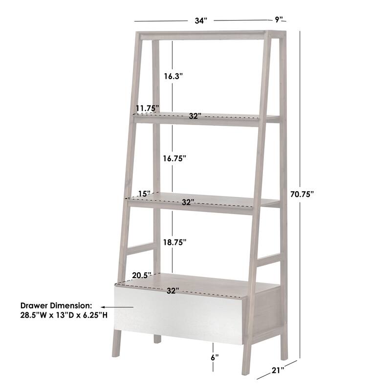 Lifestorey Nordic Ladder Desk and Bookshelf 3-Piece Set