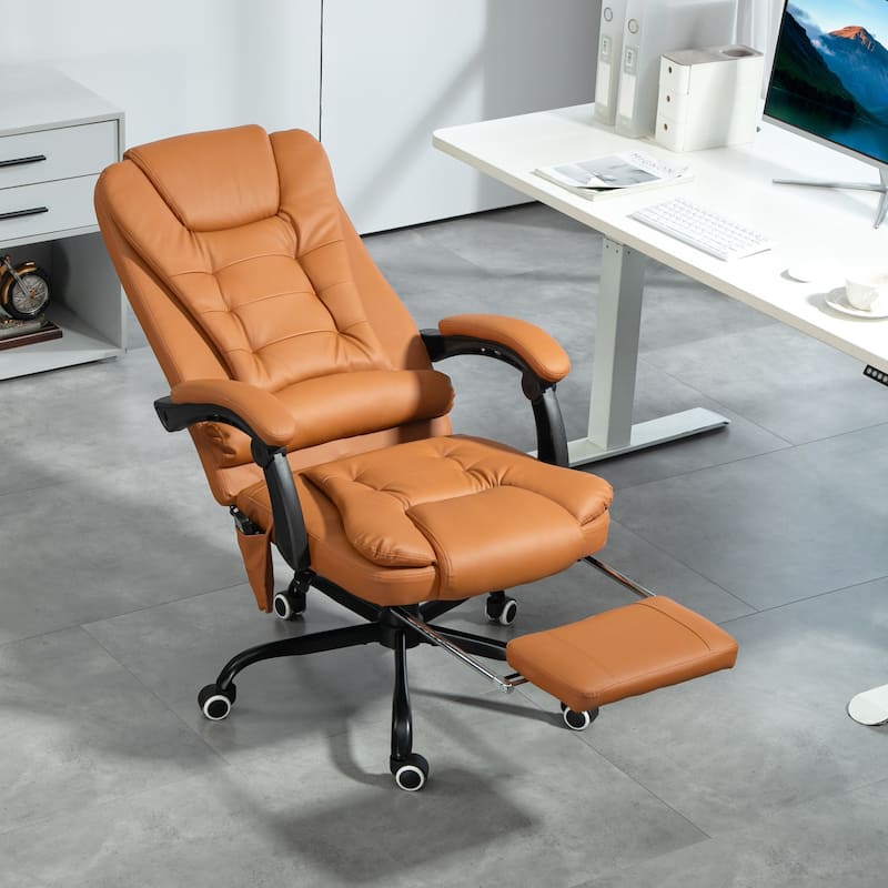 Vinsetto 7-Point Massage Office Chair High Back Executive Recliner - N/A - Light Brown