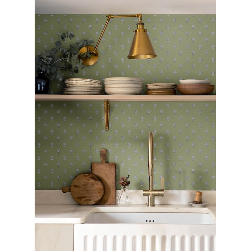 Chesapeake Surdiva Green Floral Fan Wallpaper