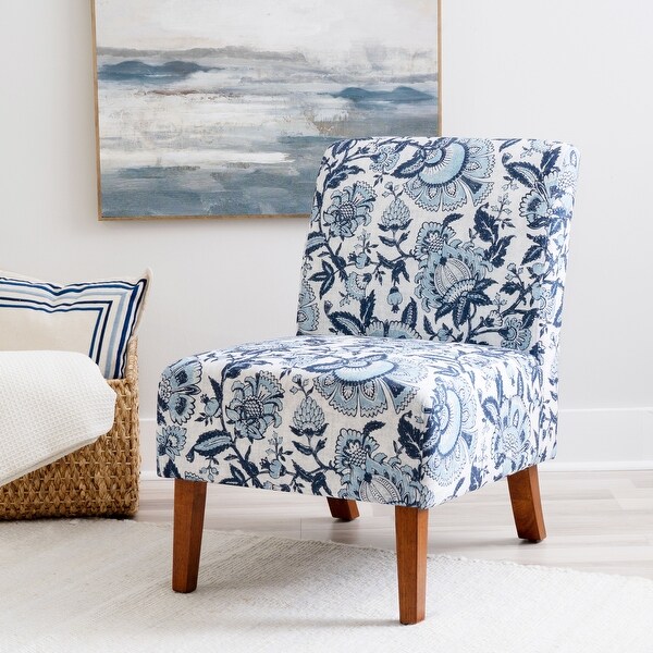 Bradford Blue Paisley Pattern Fabric Accent Chair - Bed Bath