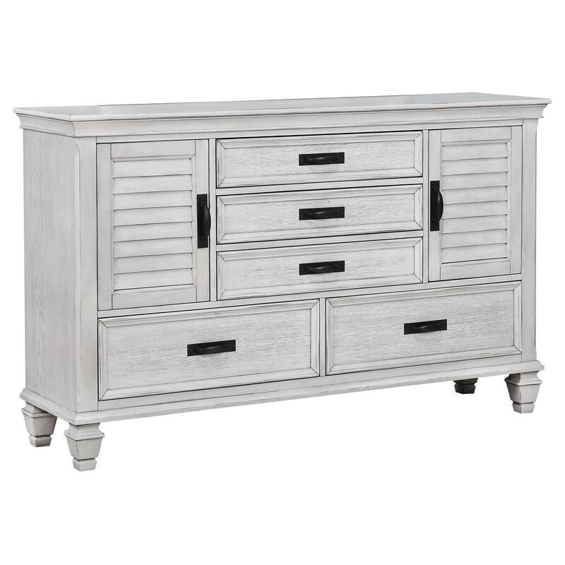 Franco Farmhouse Wood Frame Dresser with 5-drawer - Distressed White (Dresser)