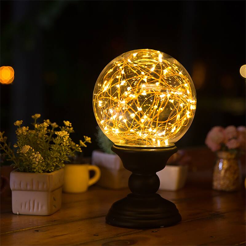 Black&White Fire Tree Honeysuckle Acrylic LED Ball Xmas Ornament