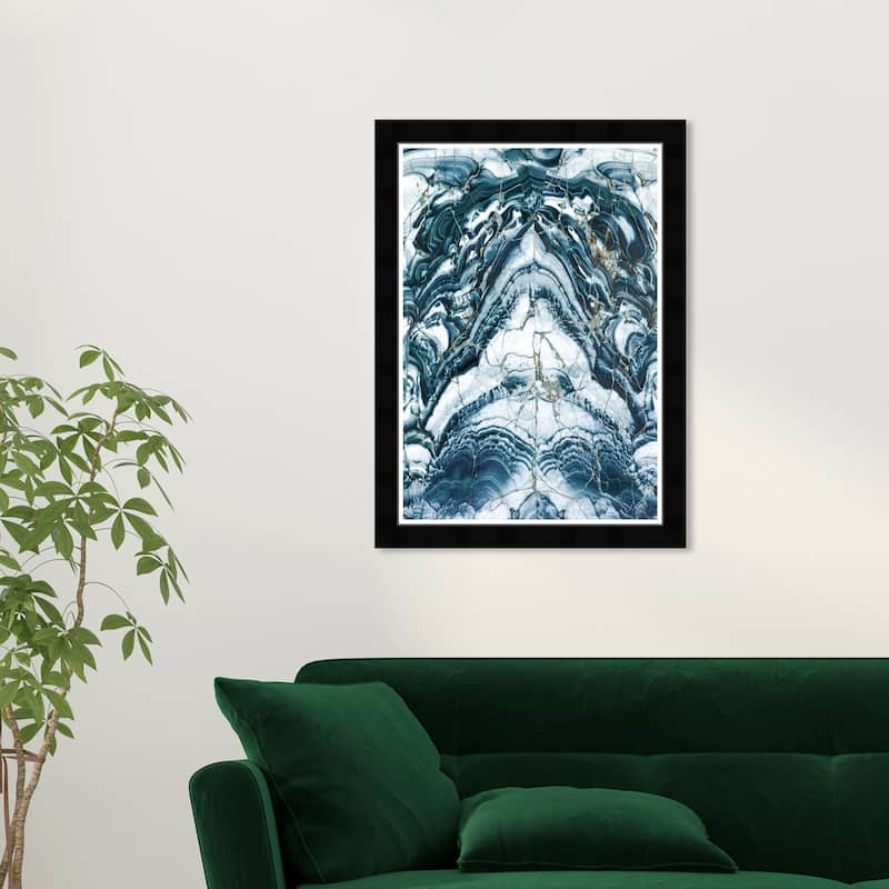 Wynwood Studio Prints Abstract Agate Stone II Blue and Modern & Contemporary Wall Art Canvas Print - Black