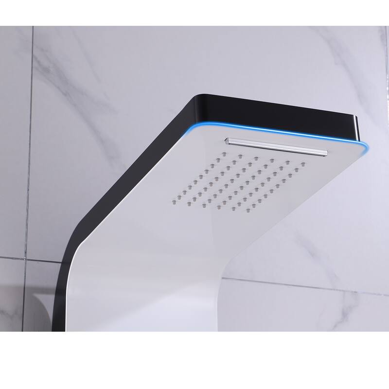 59in. Shower Panel Tower with Adjustable Body Jet in Black and Silver