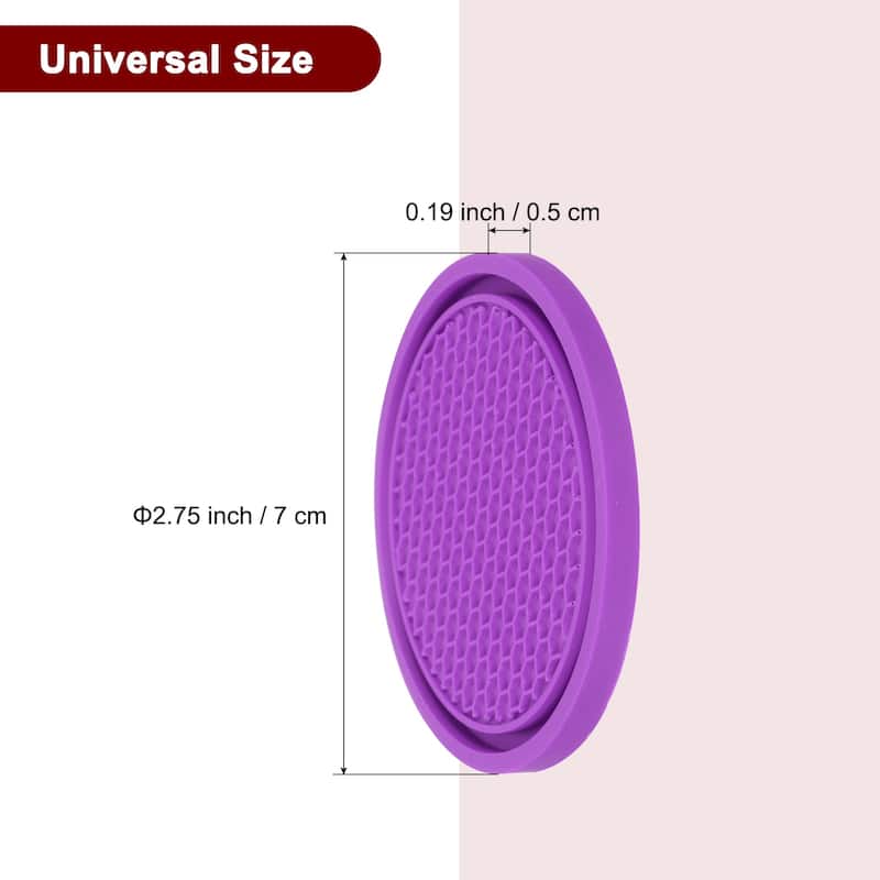4pcs Car Cup Coasters PVC Car Cup Mats Non-Slip Universal Cup Holder - 2.76" - Purple