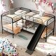preview thumbnail 1 of 10, Twin Size 4 Beds in 1 L-Shaped Bunk Bed with Slide and Ladder,Modern Design,Easy Assembly,Black Black