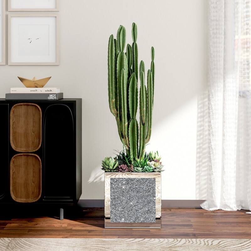 Glass Pot Planter - Silver
