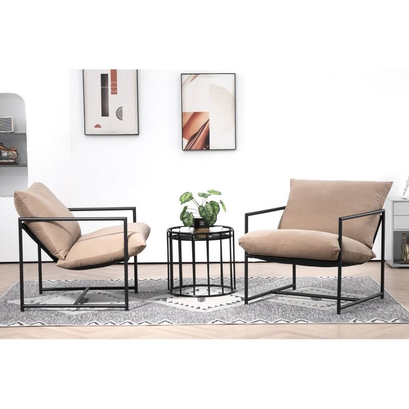Modern Textured Velvet Sling Accent Chair