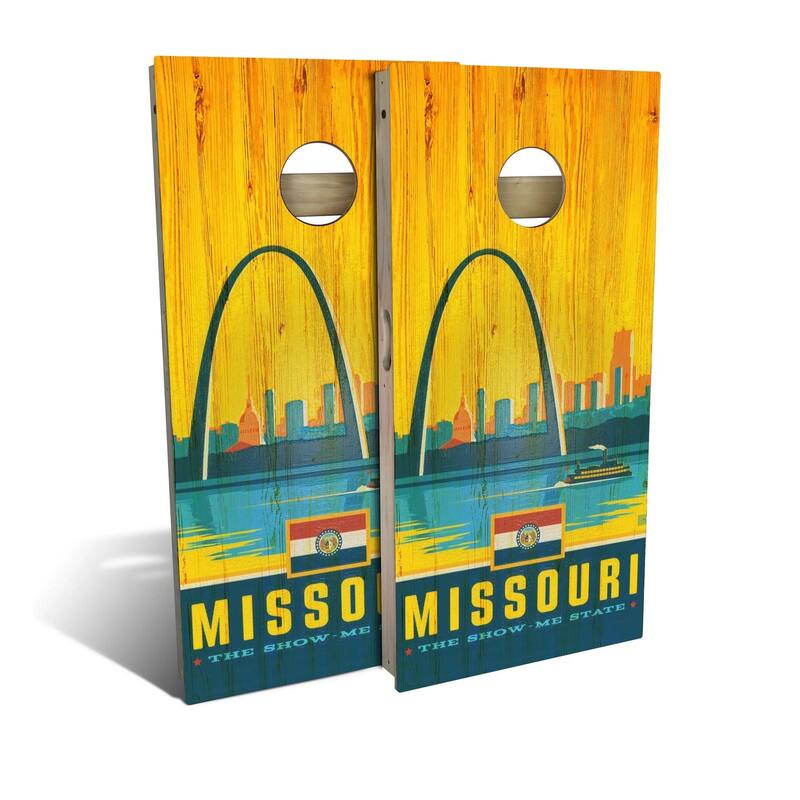 Missouri State Pride Outdoor Cornhole Board Set - Backyard 2x4 - Include Edge Lights