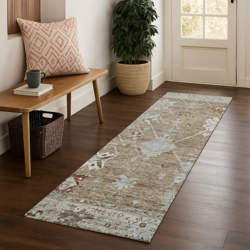 Premium Washable Super Soft Traditional Kashmir Mayfield Rug - Brown - 2'3" x 7'6"