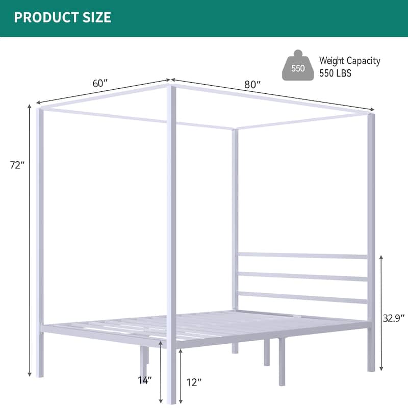 Metal Canopy Platform Bed Frame